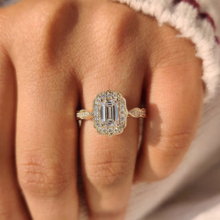 Cushion Hidden Halo Lab Grown Diamond Engagement Ring