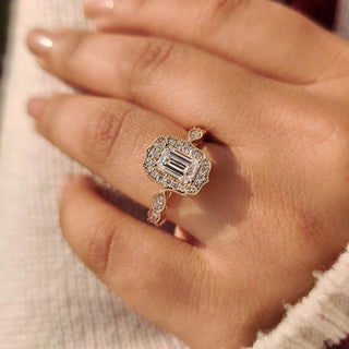 Cushion Hidden Halo Lab Grown Diamond Engagement Ring