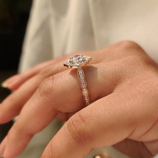 Cushion Hidden Halo Lab Grown Diamond Engagement Ring