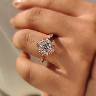 Cushion Hidden Halo Lab Grown Diamond Engagement Ring