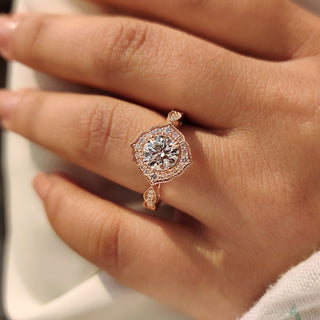 Cushion Hidden Halo Lab Grown Diamond Engagement Ring