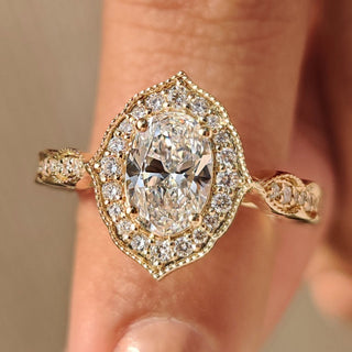 Cushion Hidden Halo Lab Grown Diamond Engagement Ring