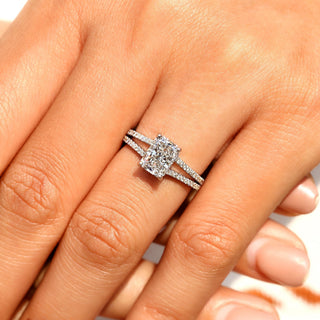 Cushion Hidden Halo Lab Grown Diamond Engagement Ring