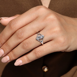 Cushion Hidden Halo Lab Grown Diamond Engagement Ring