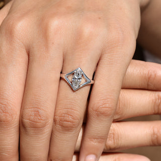 Cushion Hidden Halo Lab Grown Diamond Engagement Ring