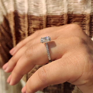 Cushion Hidden Halo Lab Grown Diamond Engagement Ring