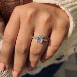 Cushion Hidden Halo Lab Grown Diamond Engagement Ring