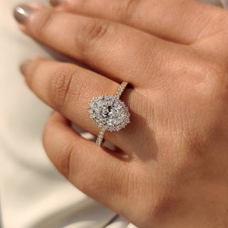 Cushion Hidden Halo Lab Grown Diamond Engagement Ring
