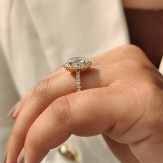 Cushion Hidden Halo Lab Grown Diamond Engagement Ring