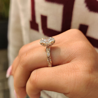 Cushion Hidden Halo Lab Grown Diamond Engagement Ring
