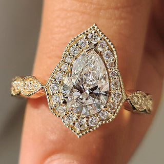 Cushion Hidden Halo Lab Grown Diamond Engagement Ring