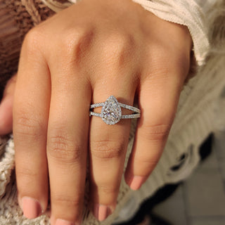 Cushion Hidden Halo Lab Grown Diamond Engagement Ring