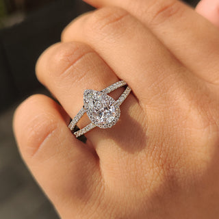 Cushion Hidden Halo Lab Grown Diamond Engagement Ring