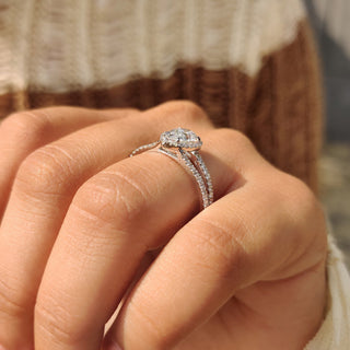 Cushion Hidden Halo Lab Grown Diamond Engagement Ring