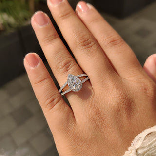 Cushion Hidden Halo Lab Grown Diamond Engagement Ring