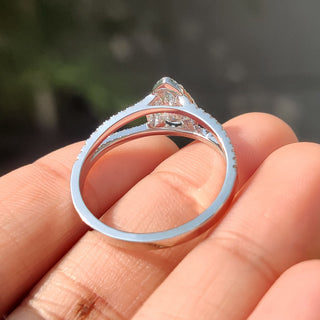 Cushion Hidden Halo Lab Grown Diamond Engagement Ring
