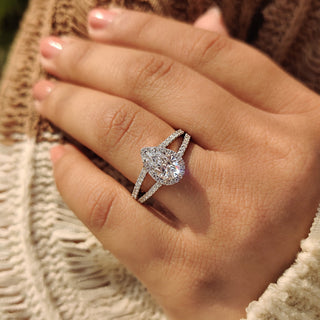 Cushion Hidden Halo Lab Grown Diamond Engagement Ring