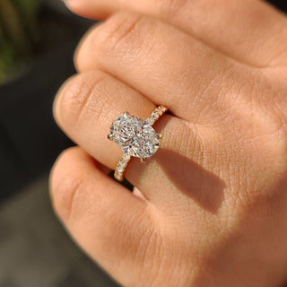 Cushion Hidden Halo Lab Grown Diamond Engagement Ring