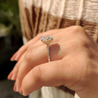 Cushion Hidden Halo Lab Grown Diamond Engagement Ring