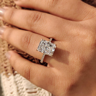 Cushion Hidden Halo Lab Grown Diamond Engagement Ring
