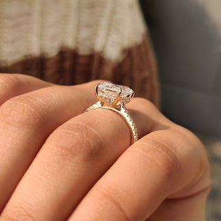 Cushion Hidden Halo Lab Grown Diamond Engagement Ring