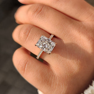 Cushion Hidden Halo Lab Grown Diamond Engagement Ring