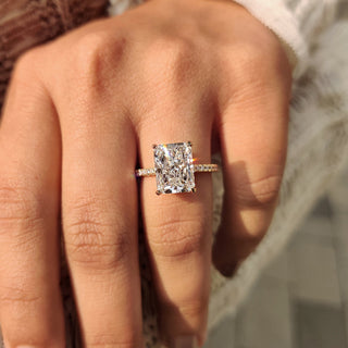 Cushion Hidden Halo Lab Grown Diamond Engagement Ring