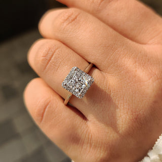 Cushion Hidden Halo Lab Grown Diamond Engagement Ring