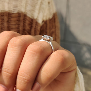 Cushion Hidden Halo Lab Grown Diamond Engagement Ring