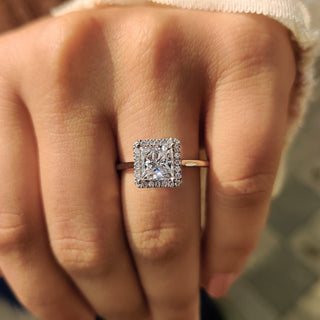 Cushion Hidden Halo Lab Grown Diamond Engagement Ring