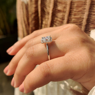 Cushion Hidden Halo Lab Grown Diamond Engagement Ring