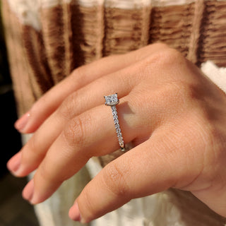 Cushion Hidden Halo Lab Grown Diamond Engagement Ring