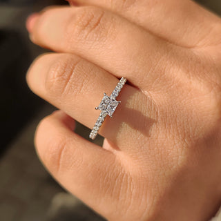 Cushion Hidden Halo Lab Grown Diamond Engagement Ring