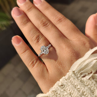 Cushion Hidden Halo Lab Grown Diamond Engagement Ring