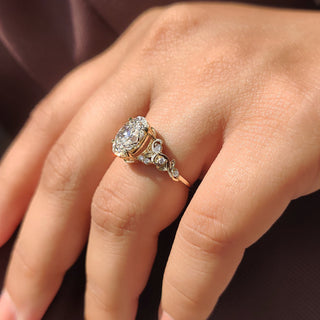 Cushion Hidden Halo Lab Grown Diamond Engagement Ring