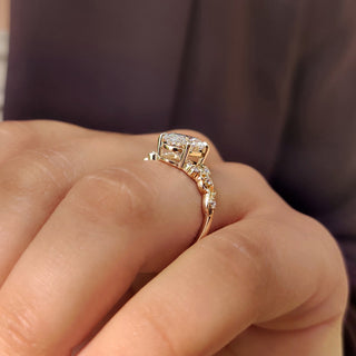 Cushion Hidden Halo Lab Grown Diamond Engagement Ring