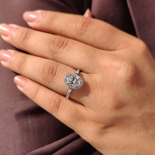 Cushion Hidden Halo Lab Grown Diamond Engagement Ring