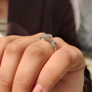 Cushion Hidden Halo Lab Grown Diamond Engagement Ring