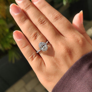 Cushion Hidden Halo Lab Grown Diamond Engagement Ring