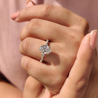 Cushion Hidden Halo Lab Grown Diamond Engagement Ring
