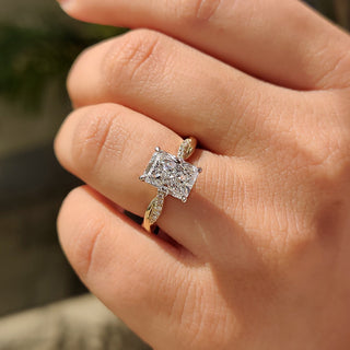 Cushion Hidden Halo Lab Grown Diamond Engagement Ring
