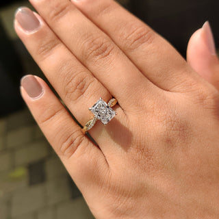 Cushion Hidden Halo Lab Grown Diamond Engagement Ring