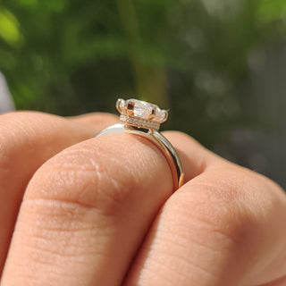 Cushion Hidden Halo Lab Grown Diamond Engagement Ring
