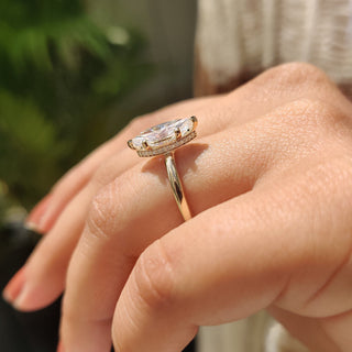 Cushion Hidden Halo Lab Grown Diamond Engagement Ring