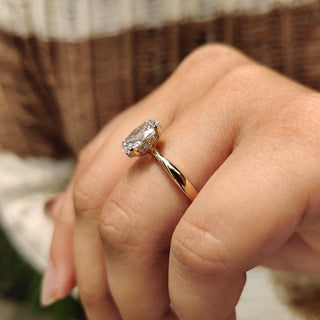 Cushion Hidden Halo Lab Grown Diamond Engagement Ring