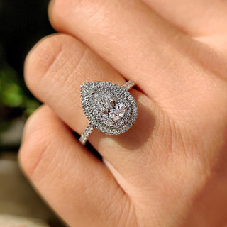 Cushion Hidden Halo Lab Grown Diamond Engagement Ring