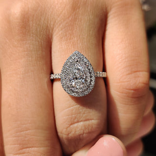 Cushion Hidden Halo Lab Grown Diamond Engagement Ring
