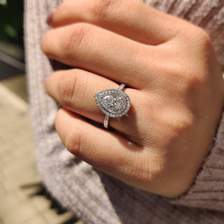 Cushion Hidden Halo Lab Grown Diamond Engagement Ring