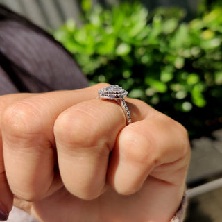 Cushion Hidden Halo Lab Grown Diamond Engagement Ring