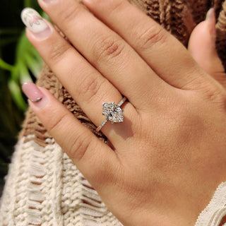Cushion Hidden Halo Lab Grown Diamond Engagement Ring